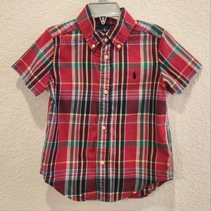 Ralph Lauren Short-sleeved  Plaid Multicolor Oxford Shirt Boys Size 3T